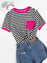 Striped Patch Pocket Ringer Tee